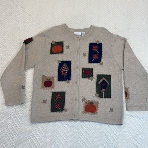Croft & Barrow Fall Patchwork Button Down Cardigan Size XL
